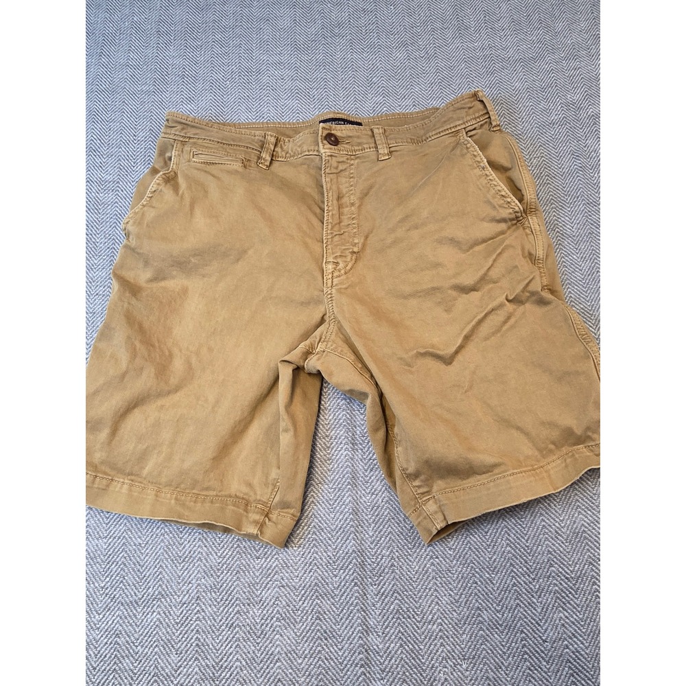 American Eagle Extreme Flex Chino Shorts Men's 33 Khaki Slash Pockets Outdoor